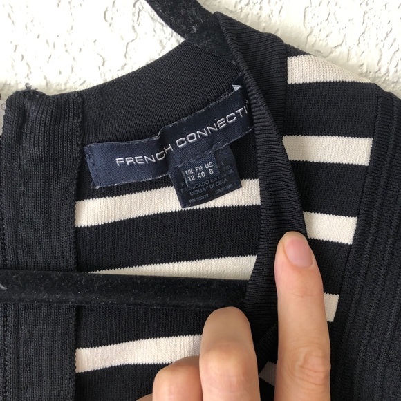 French Connection black and white stripe bodycon dress size 8/SM - Picture 2 of 5